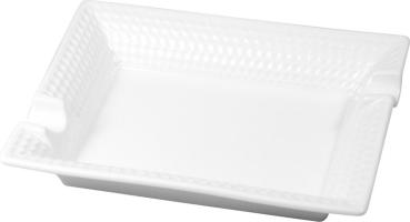 Zigarrenaschenbecher "Keramik weiß Wabendesign" mit 2 Ablagen