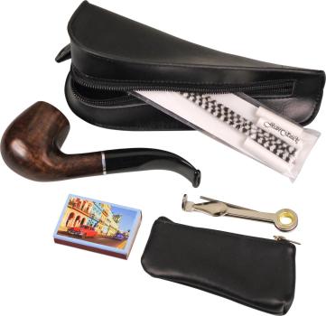 Jean Claude Pfeifenset gebogen mit Etui schwarz
