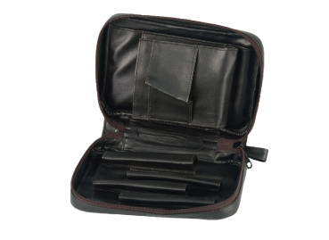 Preview: Pfeifentasche Leder schwarz 4er