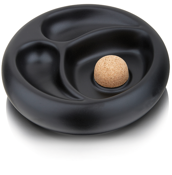 Pfeifenaschenbecher Keramik schwarz matt mit 2 Ablagen