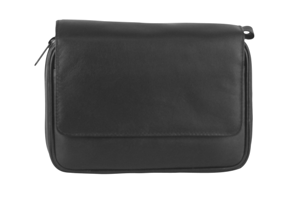 Pfeifentasche Leder schwarz 4er