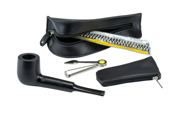 Jean Claude Pfeifenset Pfeife schwarz gerade mit Etui schwarz