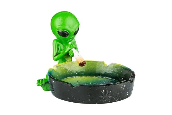 Aschenbecher "Alien mit Joint grün"