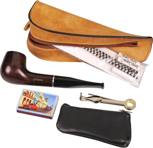 Jean Claude Pfeifenset gerade mit Etui braun