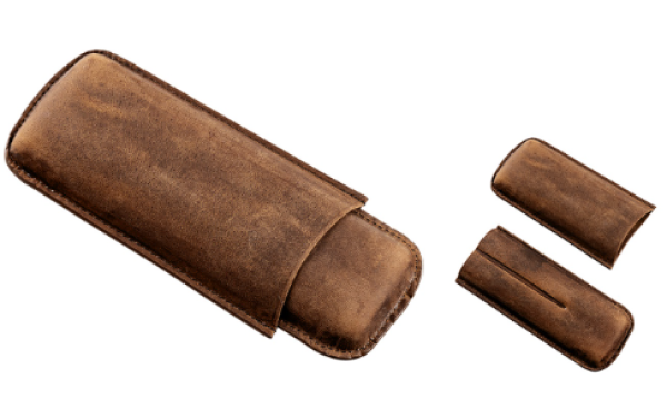 Zigarrenetui "2er Robusto" Büffelleder antik braun